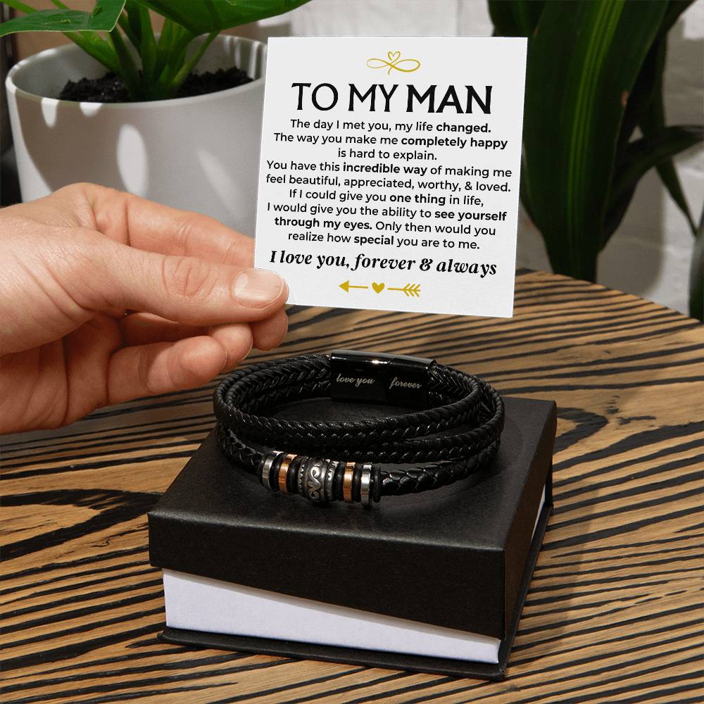 To My Man | Love You Forever | Braided Bracelet Gift Set - SS578