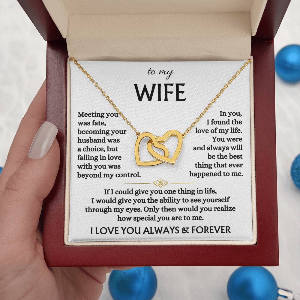 To My Wife - 18k Interlocked-Hearts Necklace Gift Set - SS568V3