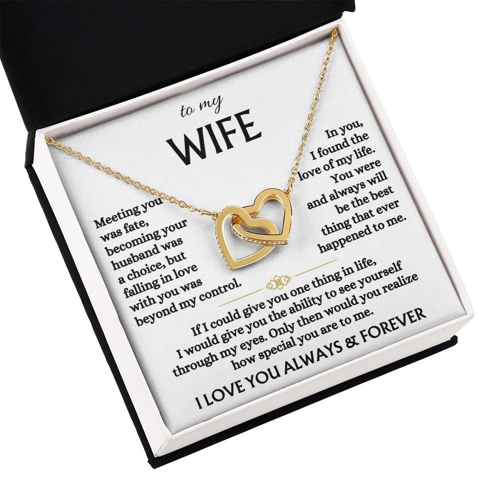 To My Wife - 18k Interlocked-Hearts Necklace Gift Set - SS568V3